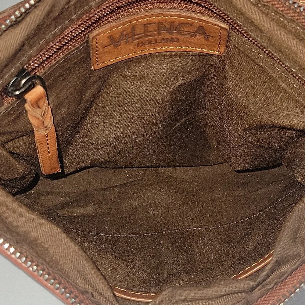 Vilenca Holland for Anthropologie Woven Crossbody Bag in Cognac Brown